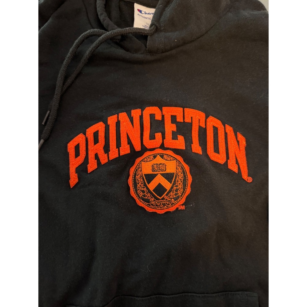 Champion Princeton University Hoodie Black Orange Embroidered Sweatshirt Small